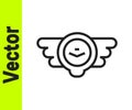 Black line Aviation emblem icon isolated on white background. Military and civil aviation icons. Flying emblem, eagle Royalty Free Stock Photo