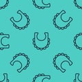 Black line Baby bib icon isolated seamless pattern on green background. Vector Royalty Free Stock Photo