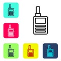 Black line Baby Monitor Walkie Talkie icon isolated on white background. Set icons in color square buttons. Vector Royalty Free Stock Photo