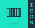 Black line Barcode icon isolated on green background. Vector Illustration Royalty Free Stock Photo