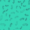 Black line Baseball sock icon isolated seamless pattern on green background. Vector Royalty Free Stock Photo