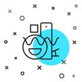 Black line Basic geometric shapes icon isolated on white background. Random dynamic shapes. Vector