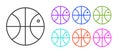 Black line Basketball ball icon isolated on white background. Sport symbol. Set icons colorful. Vector Illustration Royalty Free Stock Photo