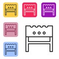 Black line BBQ brazier icon isolated on white background. Set icons in color square buttons. Vector Royalty Free Stock Photo