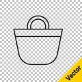 Black line Beach bag icon isolated on transparent background. Vector Royalty Free Stock Photo