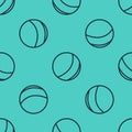 Black line Beach ball icon isolated seamless pattern on green background. Children toy. Vector Royalty Free Stock Photo