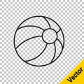 Black line Beach ball icon isolated on transparent background. Children toy. Vector Royalty Free Stock Photo