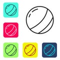 Black line Beach ball icon isolated on white background. Children toy. Set icons in color square buttons. Vector Royalty Free Stock Photo