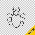 Black line Beetle deer icon isolated on transparent background. Horned beetle. Big insect. Vector