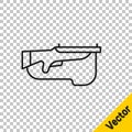 Black line Biathlon rifle icon isolated on transparent background. Ski gun. Vector