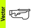 Black line Biathlon rifle icon isolated on white background. Ski gun. Vector