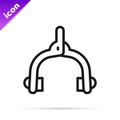 Black line Bicycle brake calipers dual pivot icon isolated on white background. Bicycle brake wire. Vector Royalty Free Stock Photo