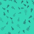 Black line Binary code icon isolated seamless pattern on green background. Vector Royalty Free Stock Photo