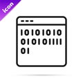 Black line Binary code icon isolated on white background. Vector Royalty Free Stock Photo