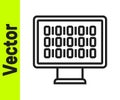 Black line Binary code icon isolated on white background. Vector Royalty Free Stock Photo