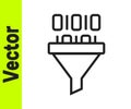 Black line Binary code icon isolated on white background. Vector Royalty Free Stock Photo
