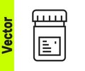 Black line Biologically active additives icon isolated on white background. Vector