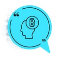 Black line Bitcoin think icon isolated on white background. Cryptocurrency head. Blockchain technology, digital money Royalty Free Stock Photo
