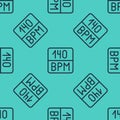 Black line Bitrate icon isolated seamless pattern on green background. Music speed. Sound quality. Vector