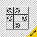 Black line Board game of checkers icon isolated on transparent background. Ancient Intellectual board game. Chess board