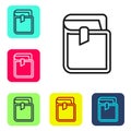 Black line Book icon isolated on white background. Set icons in color square buttons. Vector Royalty Free Stock Photo