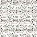 Black line book seamless pattern