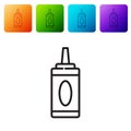 Black line Bottle of shampoo icon isolated on white background. Set icons in color square buttons. Vector Illustration Royalty Free Stock Photo