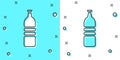Black line Bottle of water icon isolated on green and white background. Soda aqua drink sign. Random dynamic shapes Royalty Free Stock Photo