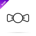 Black line Bow tie icon isolated on white background. Vector Royalty Free Stock Photo