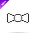 Black line Bow tie icon isolated on white background. Vector Royalty Free Stock Photo