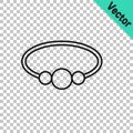 Black line Bracelet jewelry icon isolated on transparent background. Bangle sign. Vector
