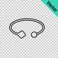 Black line Bracelet jewelry icon isolated on transparent background. Bangle sign. Vector