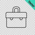 Black line Briefcase icon isolated on transparent background. Business case sign. Business portfolio. Vector Royalty Free Stock Photo