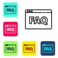 Black line Browser FAQ icon isolated on white background. Internet communication protocol. Set icons in color square Royalty Free Stock Photo