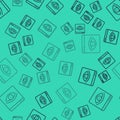 Black line Browser incognito window icon isolated seamless pattern on green background. Vector