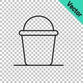 Black line Bucket icon isolated on transparent background. Vector