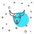 Black line Buffalo skull icon isolated on white background. Random dynamic shapes. Vector Royalty Free Stock Photo