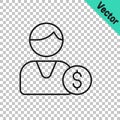 Black line Buyer icon isolated on transparent background. Vector