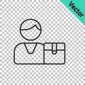 Black line Buyer icon isolated on transparent background. Vector