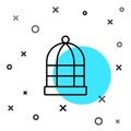 Black line Cage for birds icon isolated on white background. Random dynamic shapes. Vector Royalty Free Stock Photo