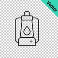 Black line Camping lantern icon isolated on transparent background. Vector