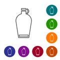 Black line Canteen water bottle icon isolated on white background. Tourist flask icon. Jar of water use in the campaign Royalty Free Stock Photo