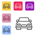 Black line Car icon isolated on white background. Set icons in color square buttons. Vector Royalty Free Stock Photo