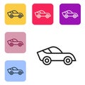 Black line Car icon isolated on white background. Set icons in color square buttons. Vector Royalty Free Stock Photo