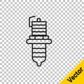 Black line Car spark plug icon isolated on transparent background. Car electric candle. Vector