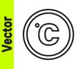 Black line Celsius icon isolated on white background. Vector Royalty Free Stock Photo
