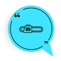 Black line Chainsaw icon isolated on white background. Blue speech bubble symbol. Vector Illustration Royalty Free Stock Photo