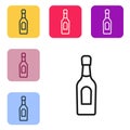 Black line Champagne bottle icon isolated on white background. Set icons in color square buttons. Vector Royalty Free Stock Photo