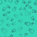 Black line Charger icon isolated seamless pattern on green background. Vector Royalty Free Stock Photo