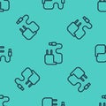 Black line Charger icon isolated seamless pattern on green background. Vector Illustration Royalty Free Stock Photo